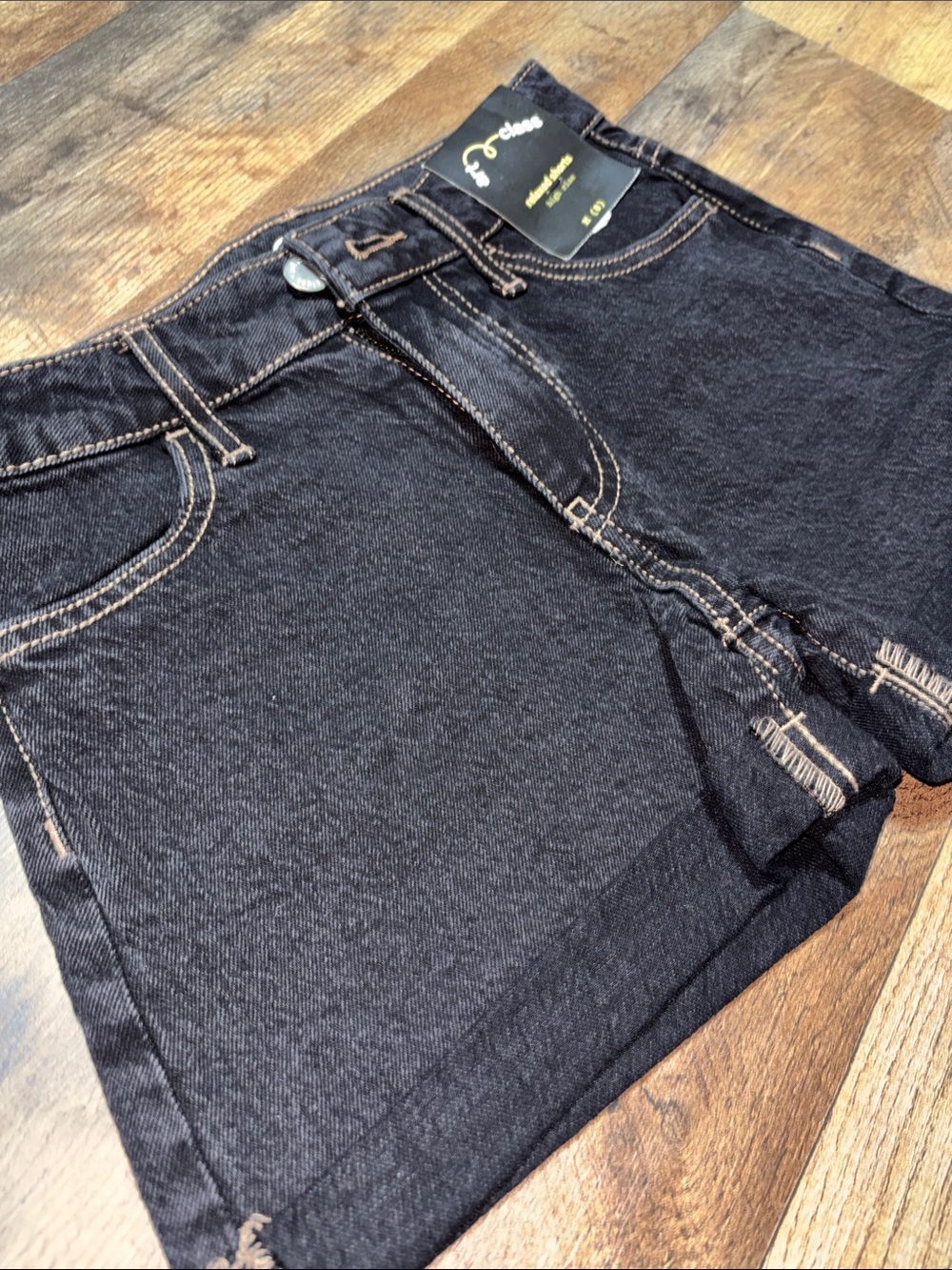 Target Black Denim Kids Shorts with Contrast Stitching